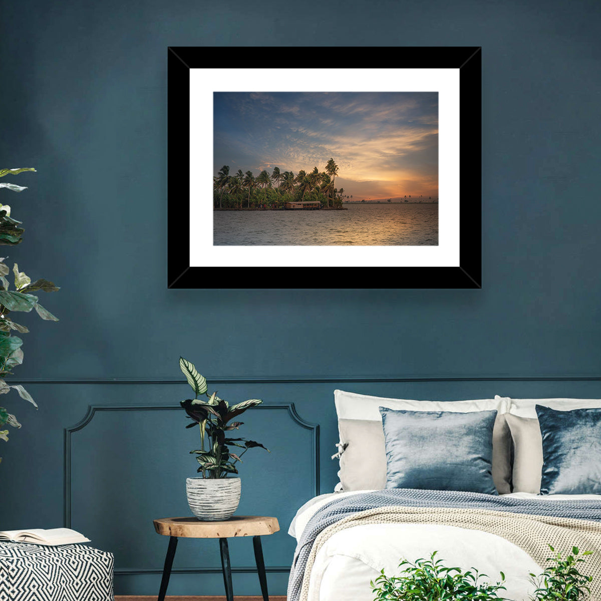 Vembanad Lake Sunset Wall Art in a room, landscape