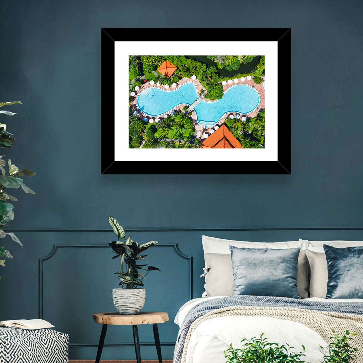 Aerial Figure Eight Resort Pool Wall Art in a room, landscape