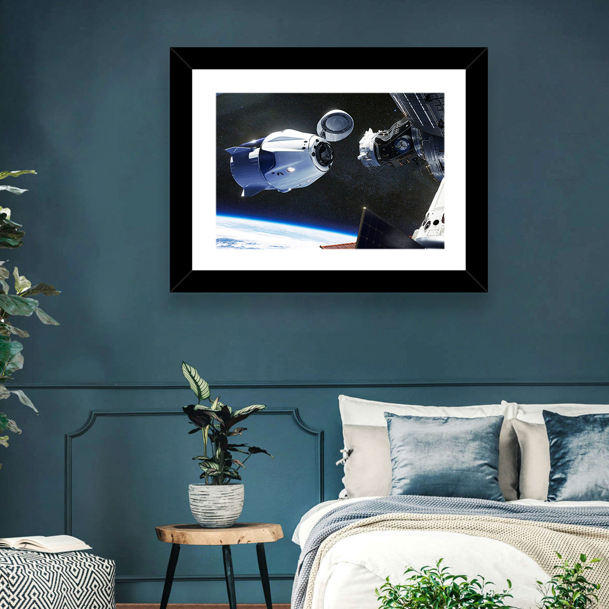 Crew Dragon Docking with Iss Wall Art in a room, landscape
