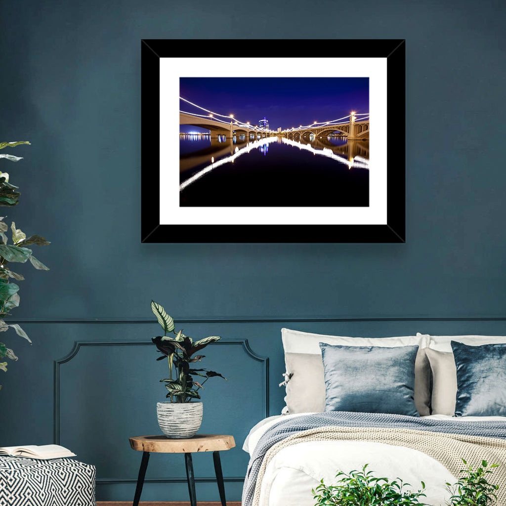 Mill Avenue Bridge Night Reflections Wall Art