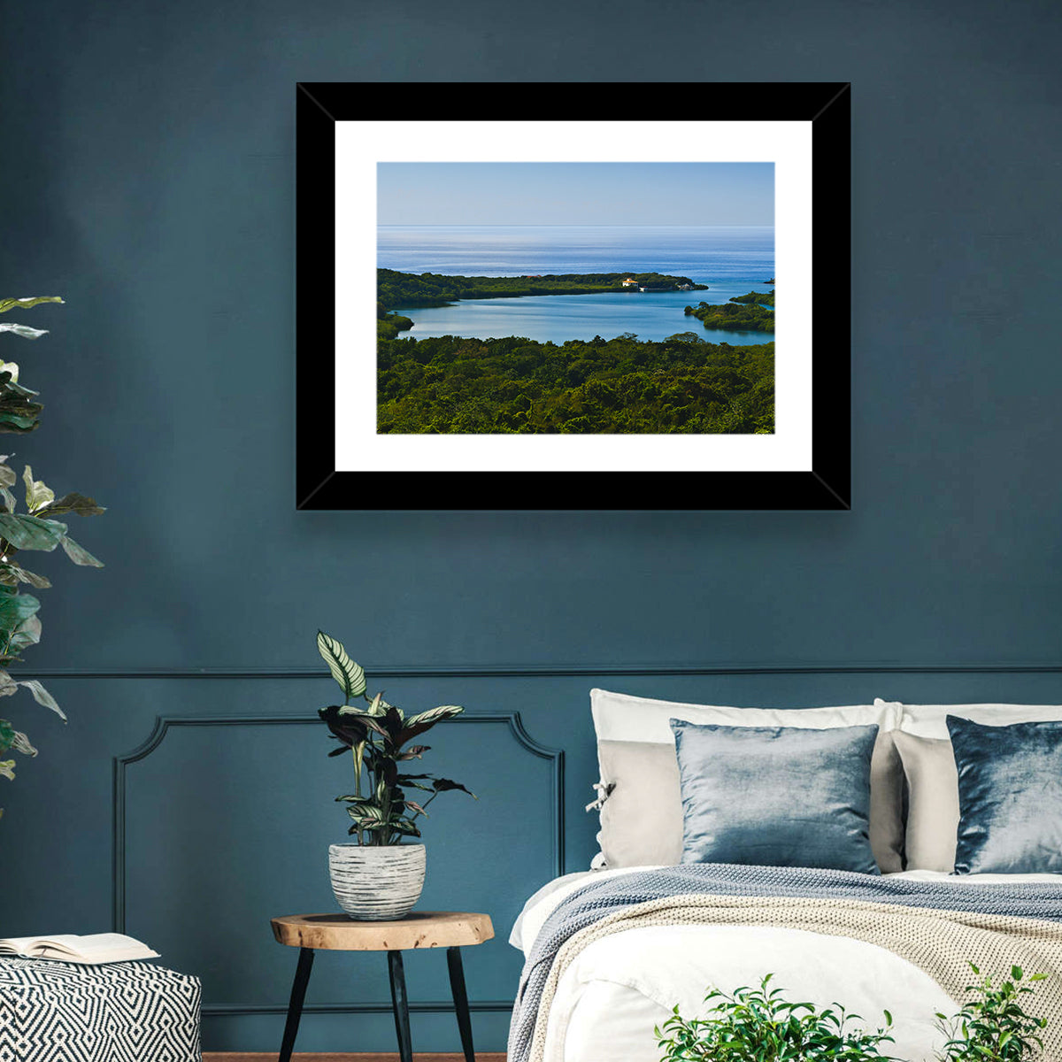 Roatan Tropical Bay Wall Art in a room, landscape