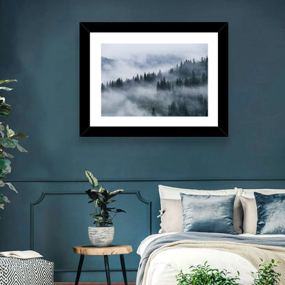 Misty Mountain Pine Forest Wall Art