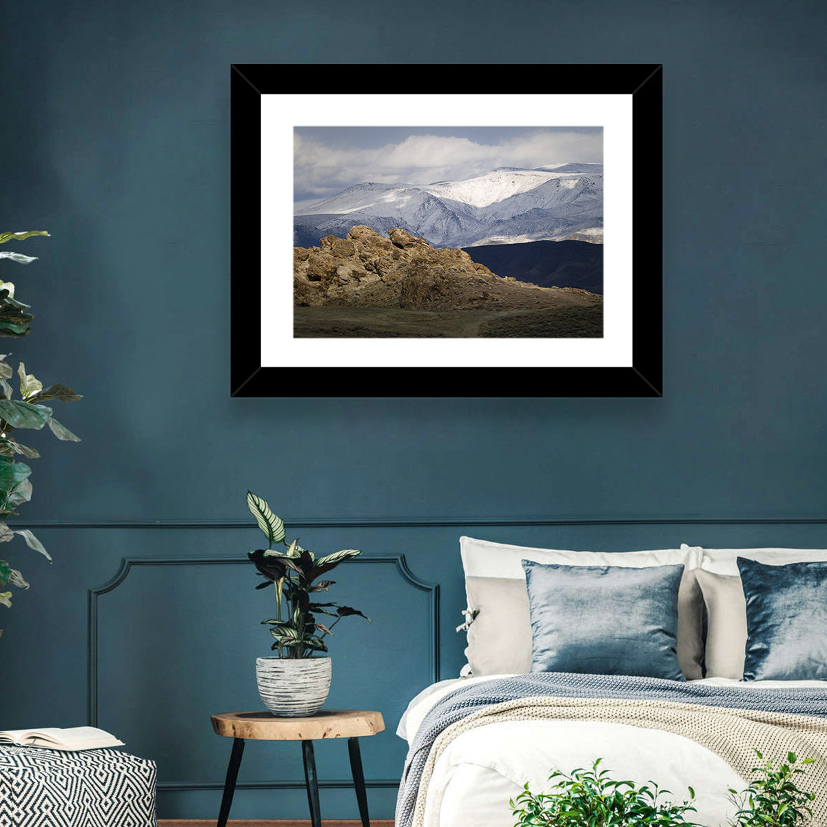 Wonderstone Snow-dusted Mountains Wall Art in a room, landscape