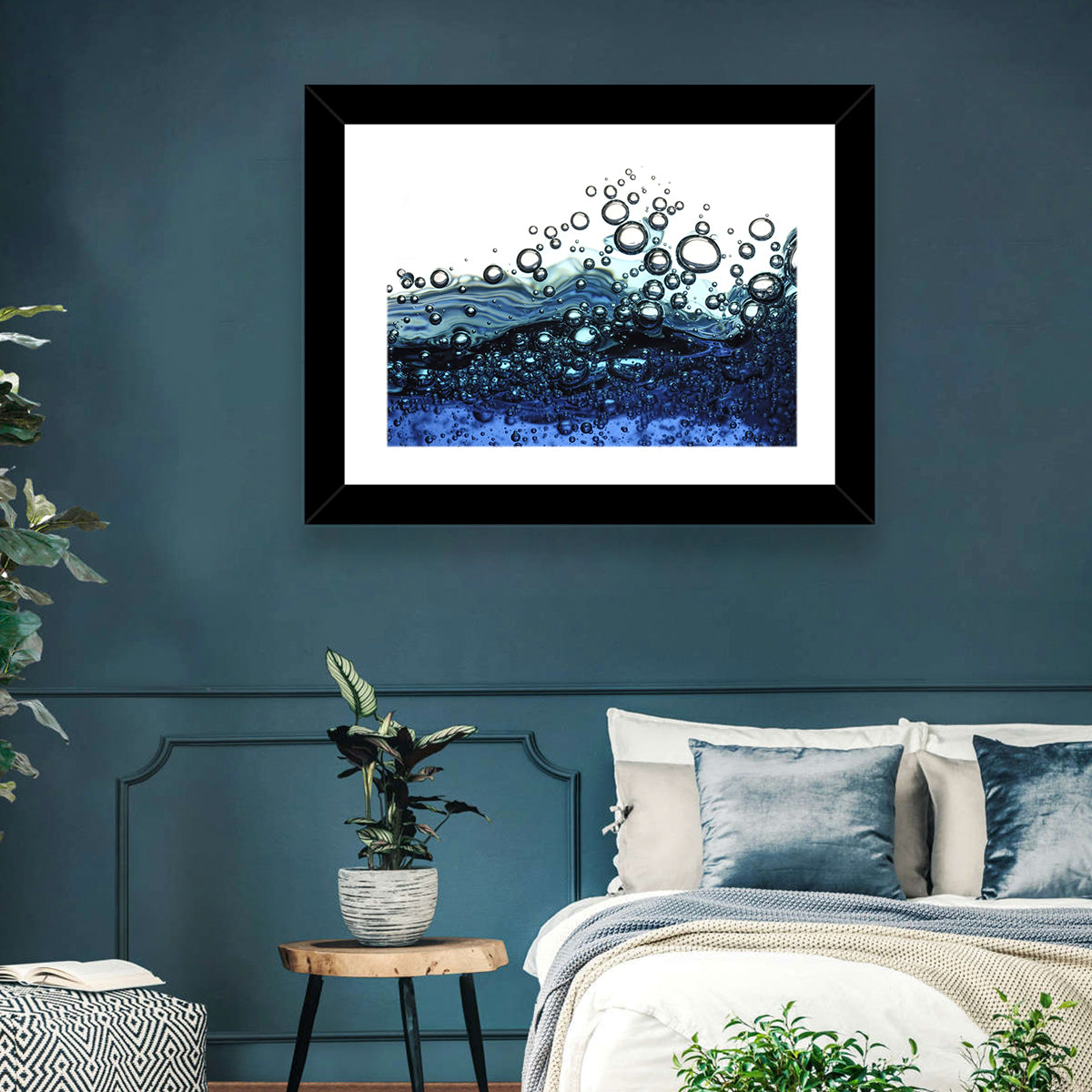 Underwater Bubbles Wall Art in a room, landscape