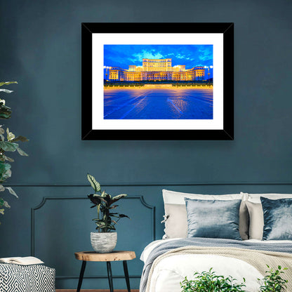 Palace of the Parliament at Twilight Wall Art