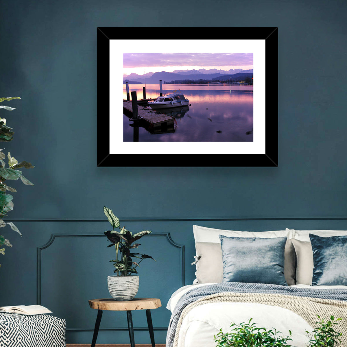 Lake Lucerne Pier at Dusk Wall Art