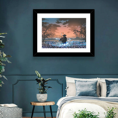 Straw Hat Samurai at Dusk Wall Art