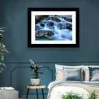 Mossy Rock Stream with Silky Waterfall Wall Art