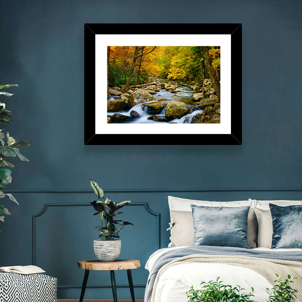 Autumn Stream Through Forest Wall Art