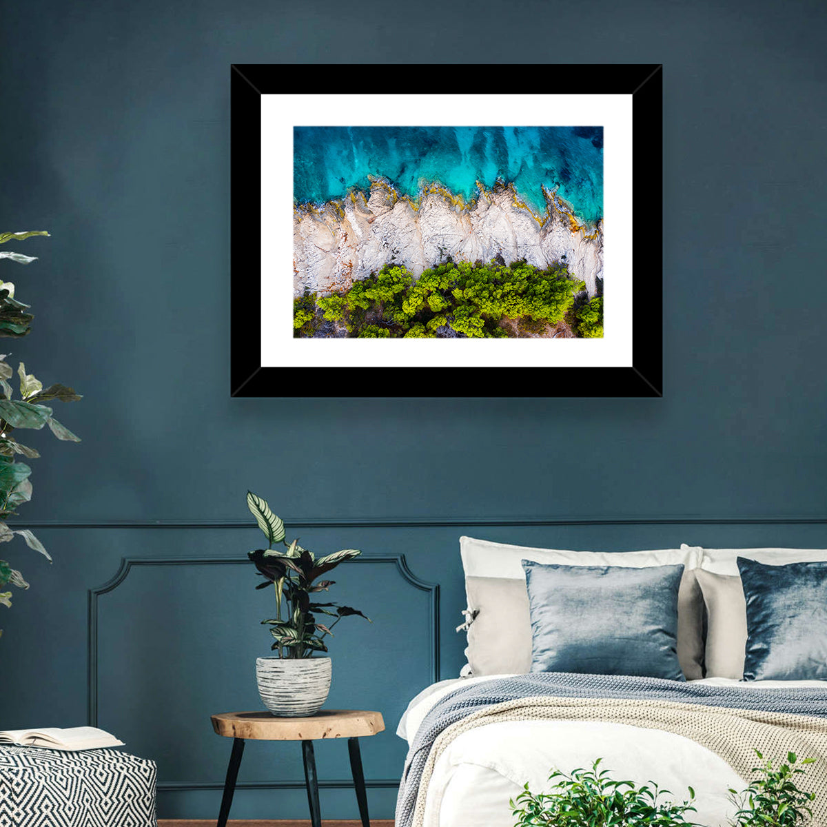 Croatian Coastscape Wall Art in a room, landscape