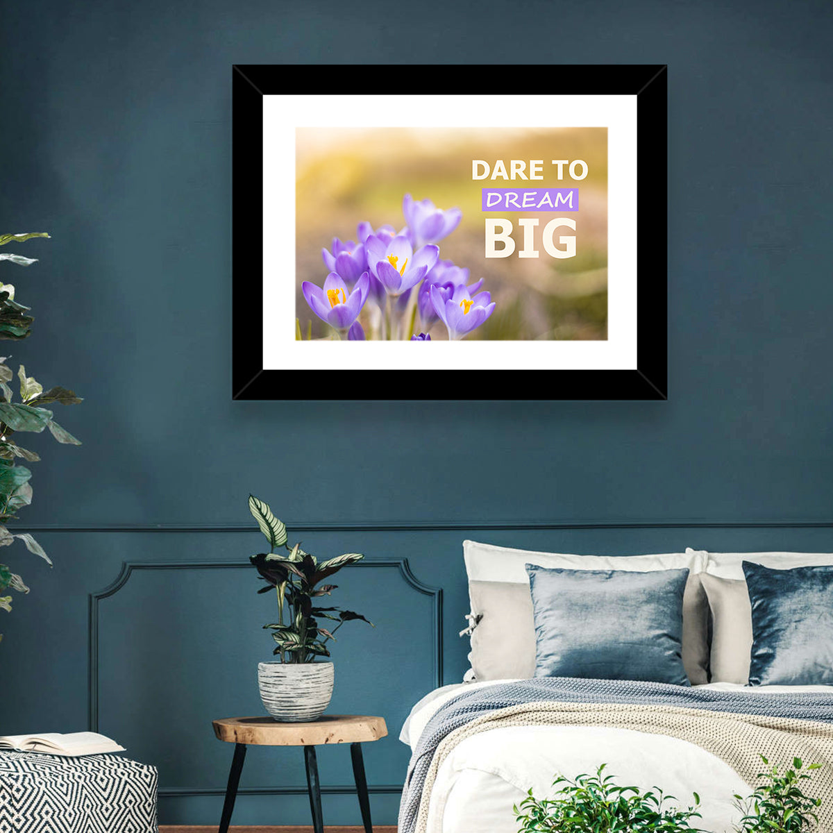 Dare to Dream Big, Purple Crocus Wall Art in a room, landscape