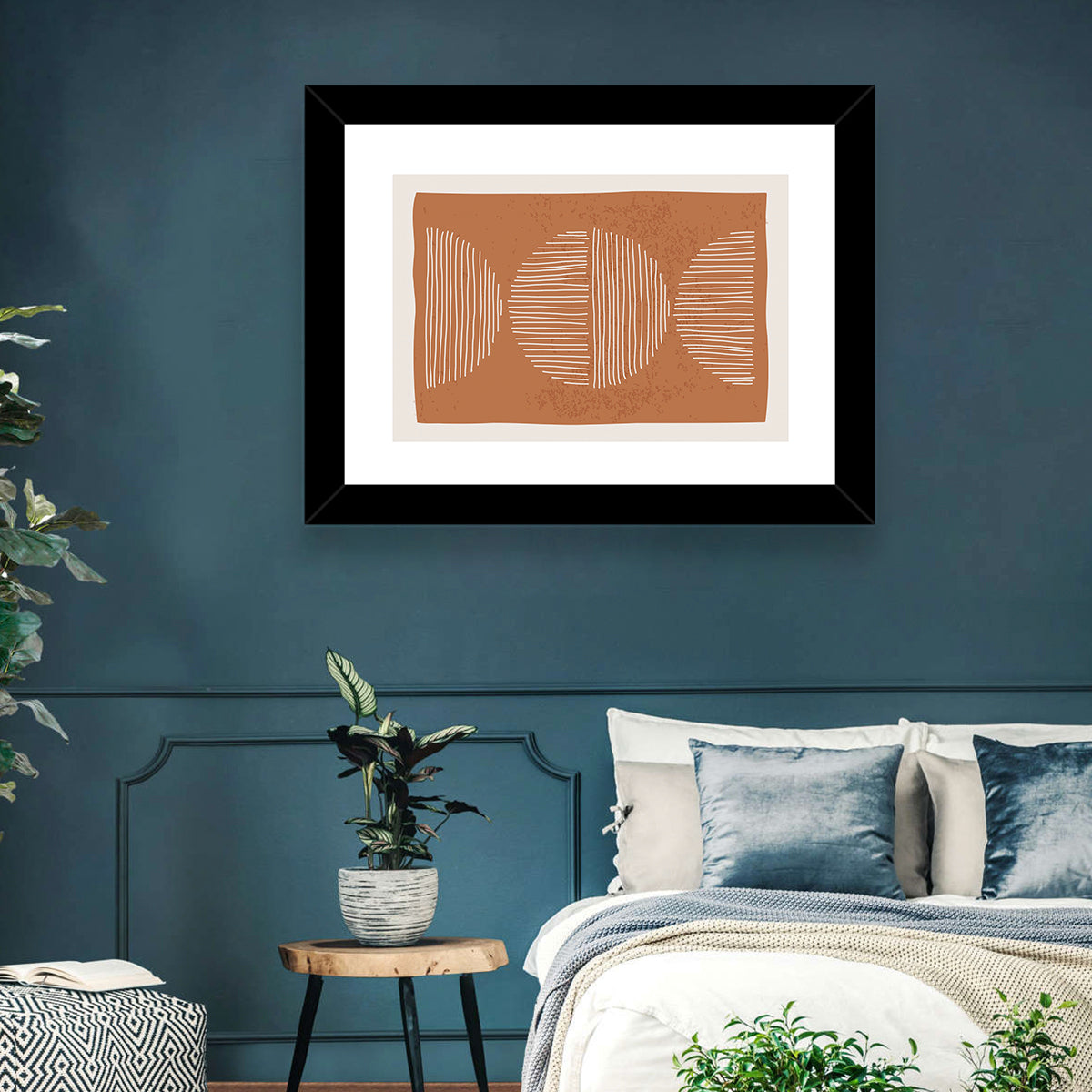 Terracotta Timelapse Circles Wall Art in a room, landscape