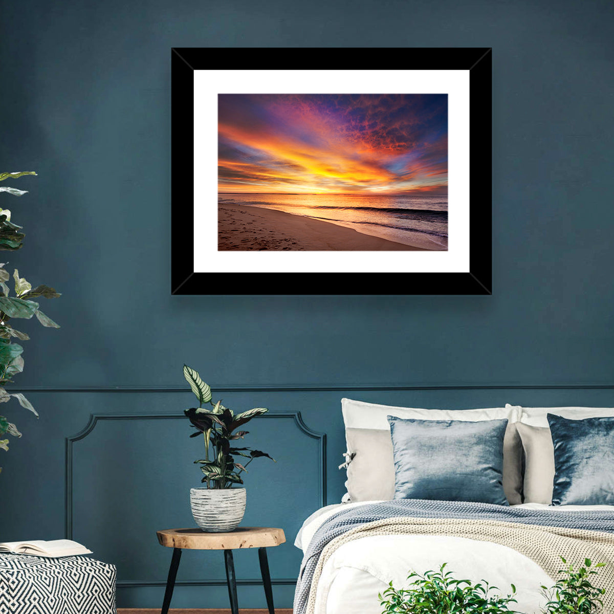 Maine Beach Sunrise Wall Art in a room, landscape