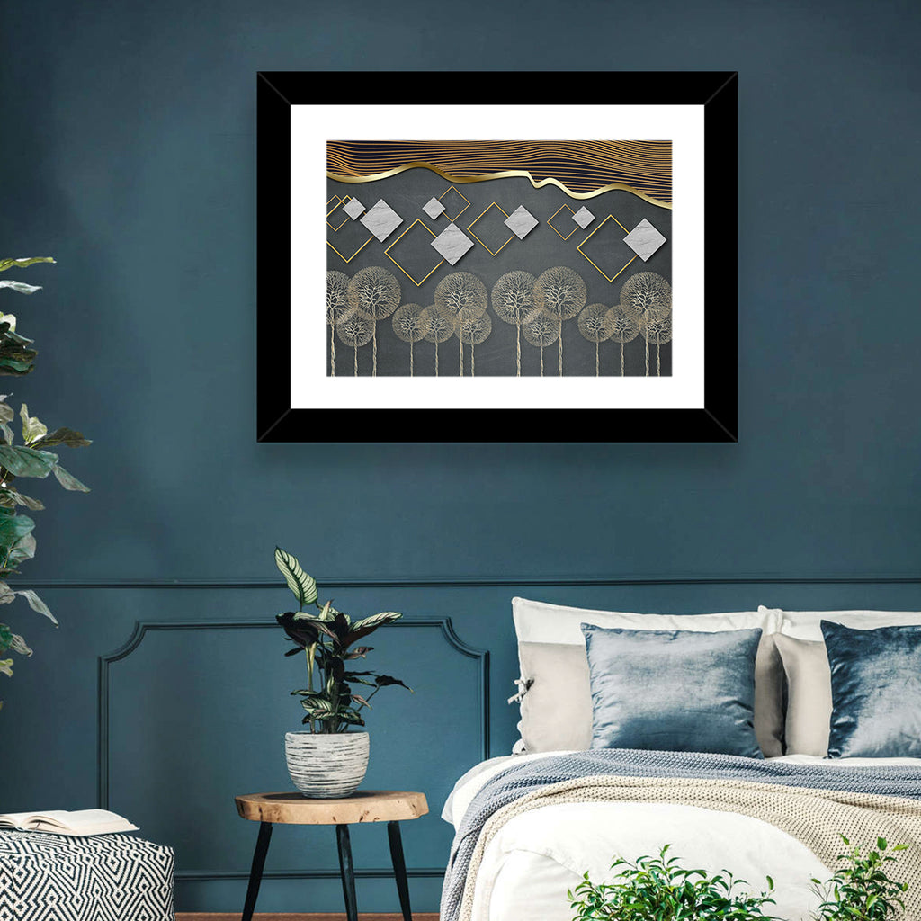 Gray and Gold Dandelion Wall Art