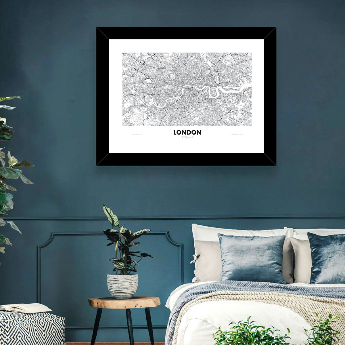London River Map Wall Art in a room, landscape