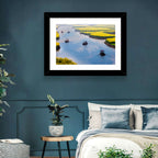 Spring River Rowboats in Rapeseed Fields Wall Art