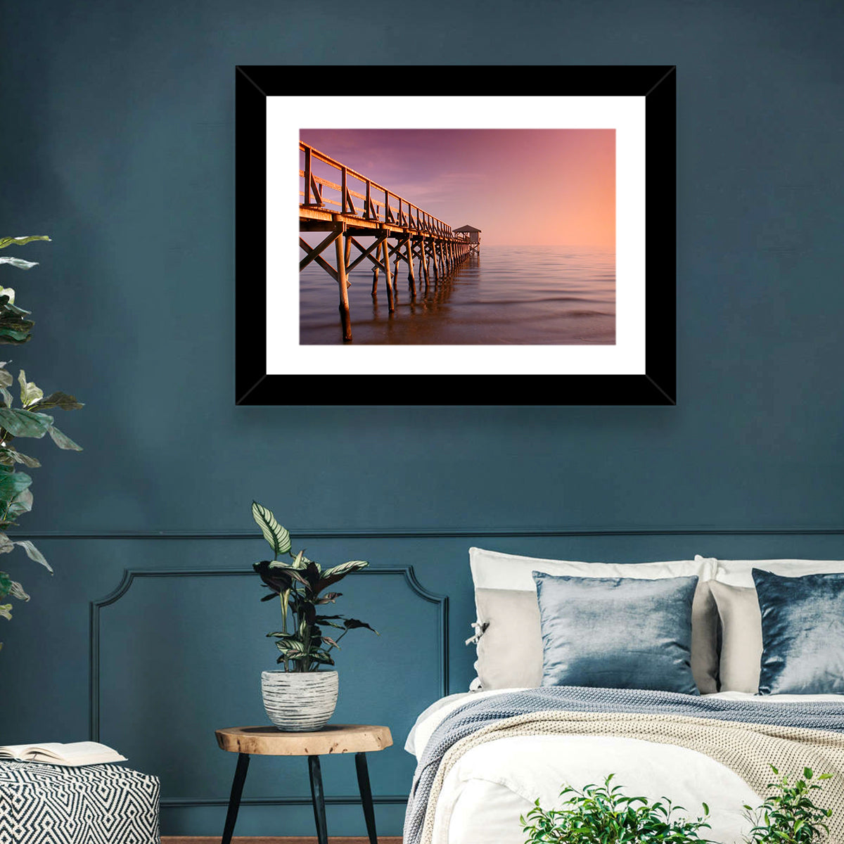 Gulf of Mexico Pier Wall Art in a room, landscape
