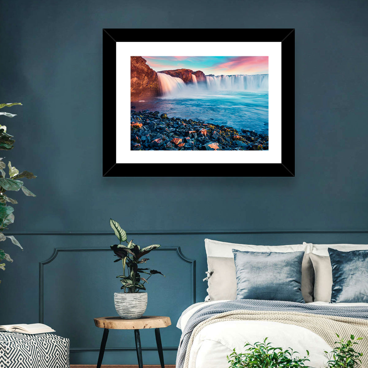 Goðafoss Waterfall at Sunset Wall Art
