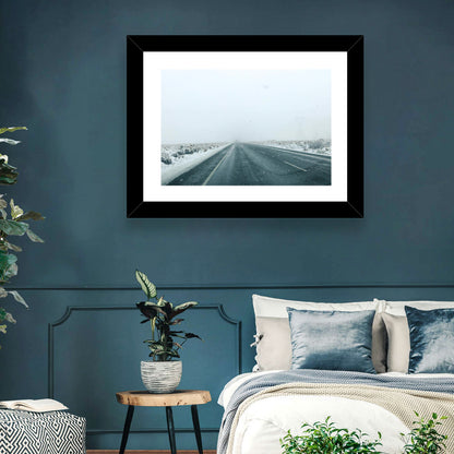 Foggy Winter Mountain Road Wall Art