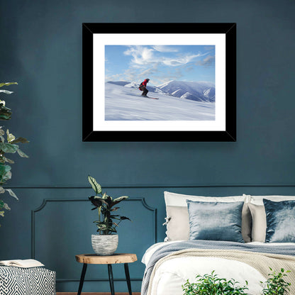 Skier on Snowy Mountain Slope Wall Art