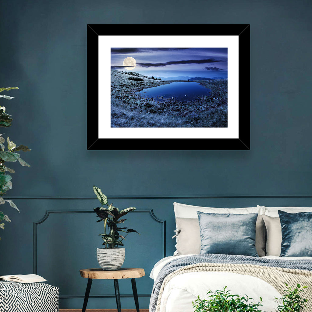 Mountain Lake at Night Wall Art