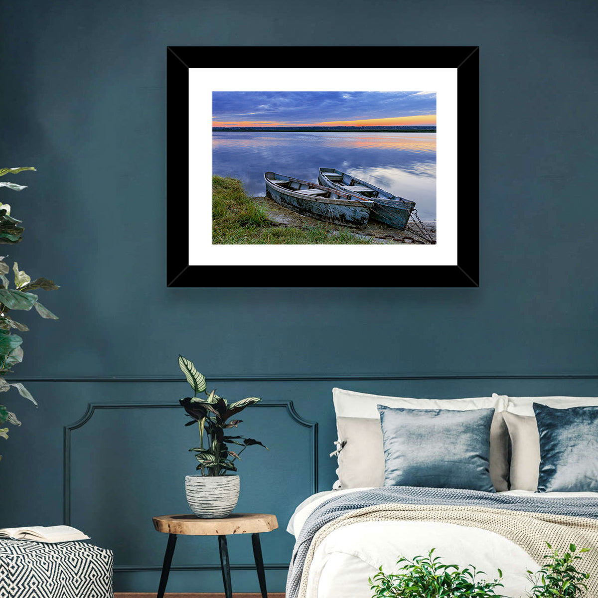 Chained Rowboats at Dusk Wall Art