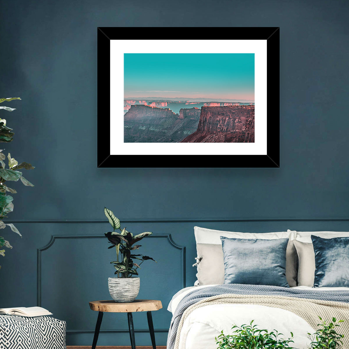 Sunlit Canyon Rim at Dusk Wall Art in a room, landscape