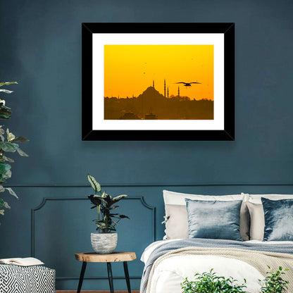 Süleymaniye Mosque Golden Hour Silhouette Wall Art