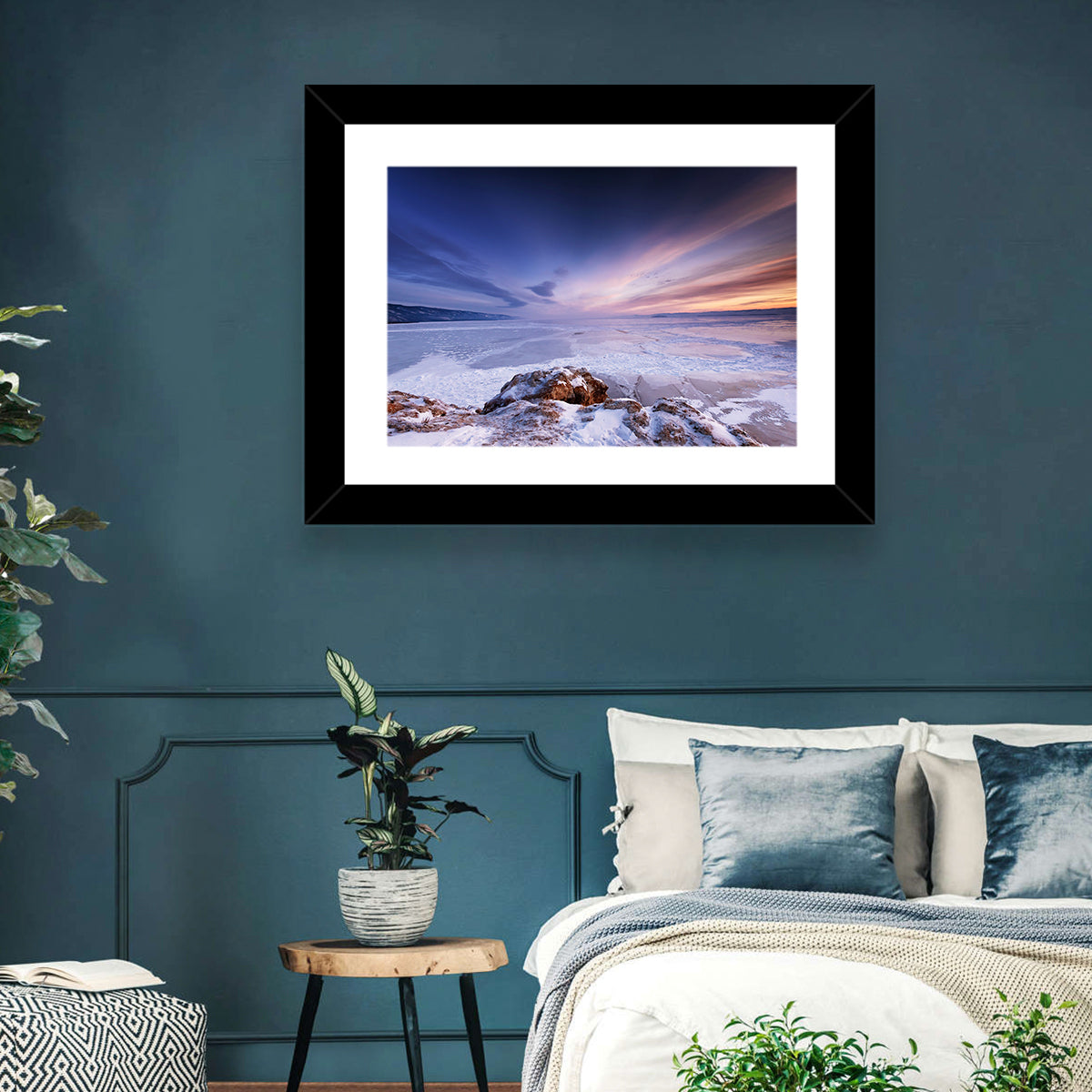 Frozen Lake Ice and Sunset Sky Wall Art