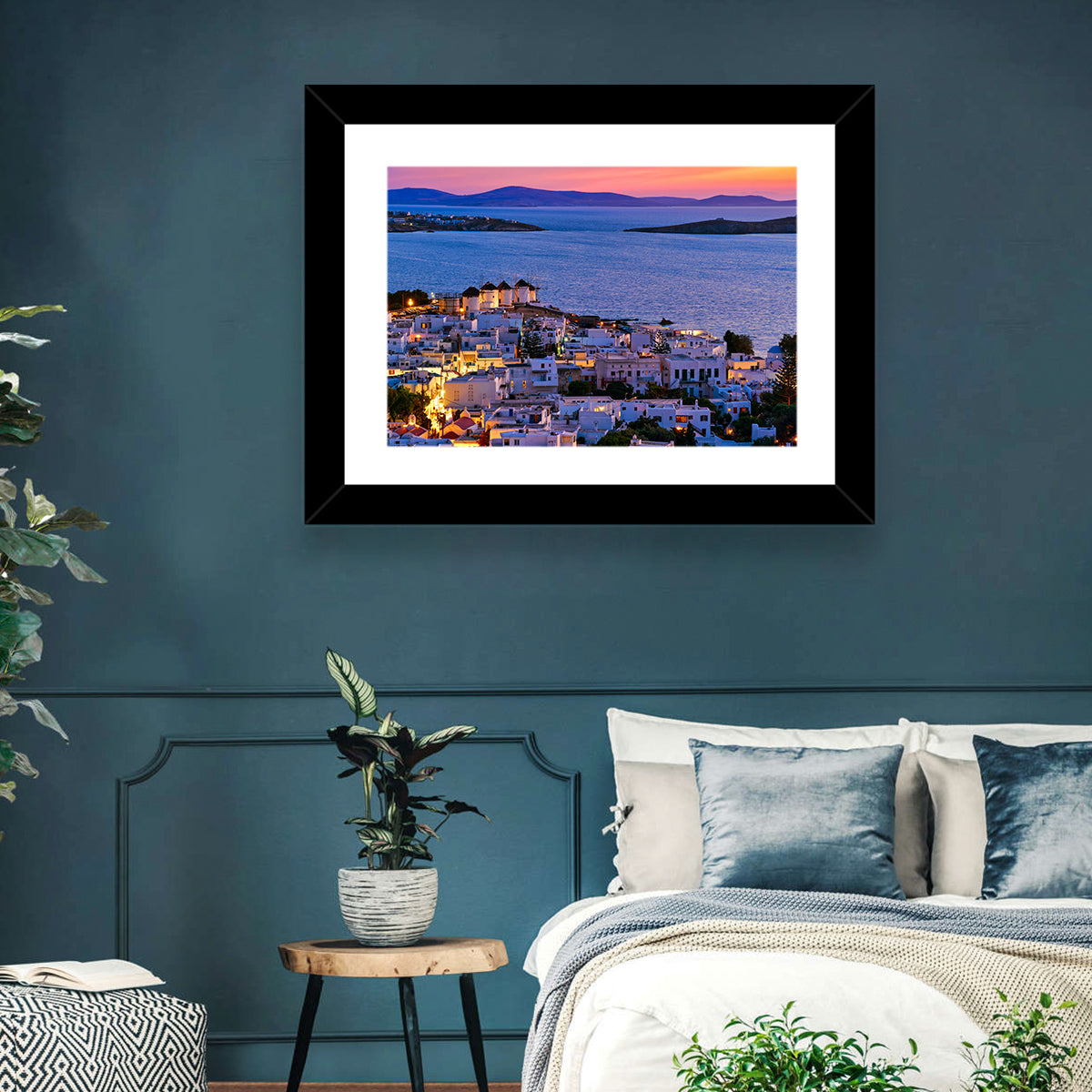 Kato Mili Windmills at Twilight Wall Art in a room, landscape