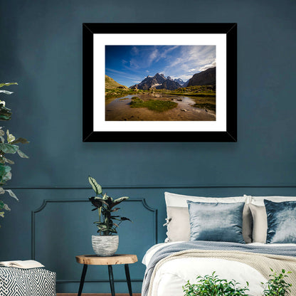 La Meije Alpine Lake and Stone Hut Wall Art