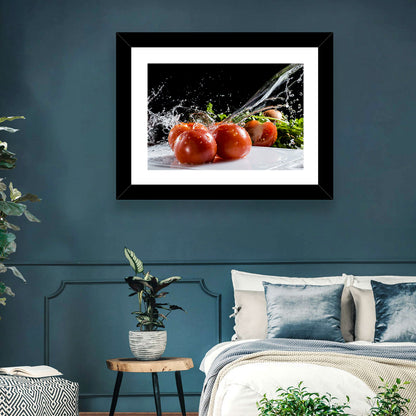 Tomatoes with Water Splash Wall Art