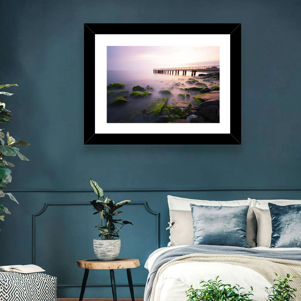 Florya Beach Pier at Lavender Dusk Wall Art in a room, landscape
