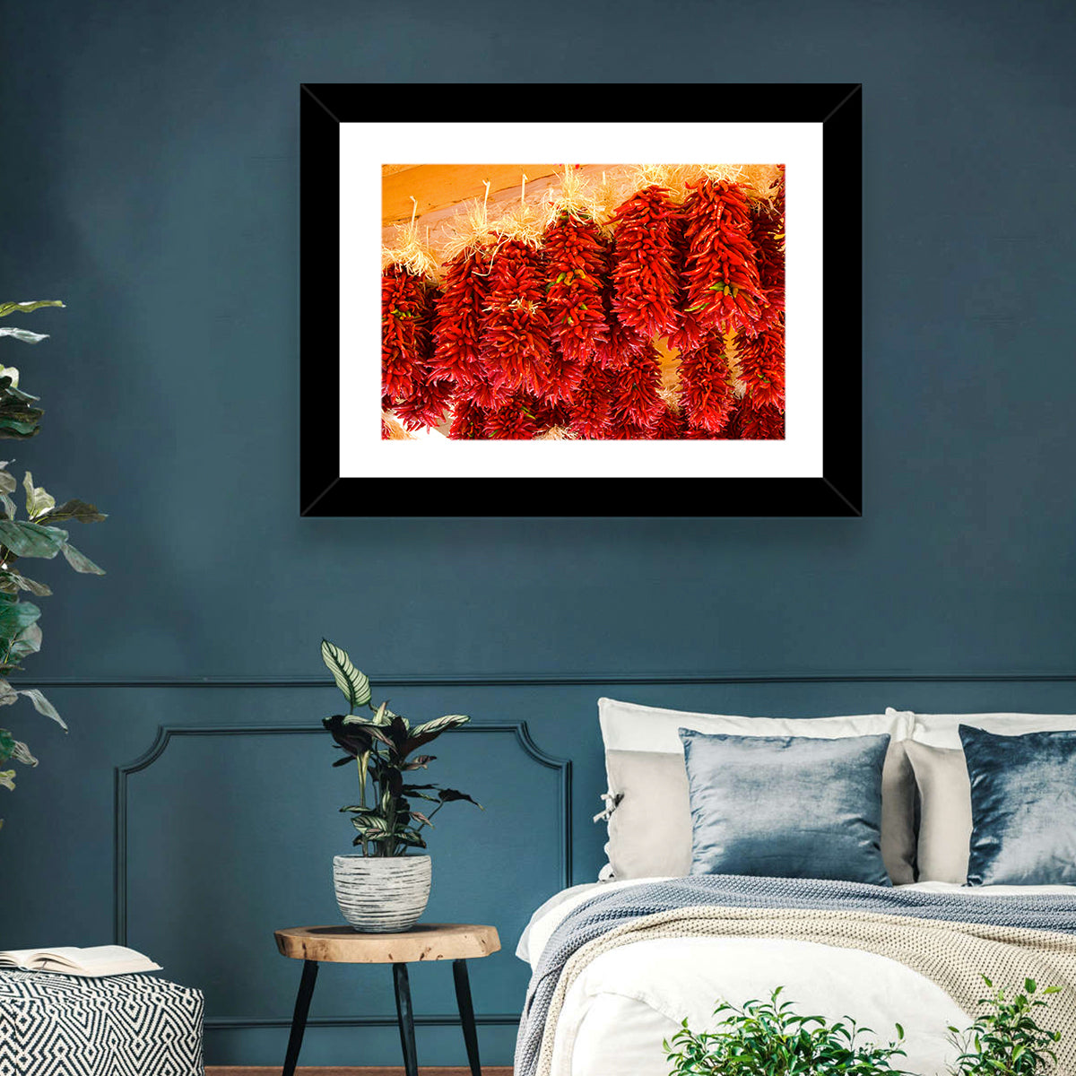 Hanging Dried Chili Peppers Wall Art in a room, landscape