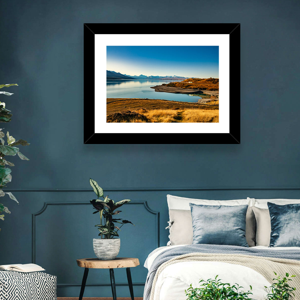 Lake Pukaki Golden Hour with Mount Cook Wall Art in a room, landscape