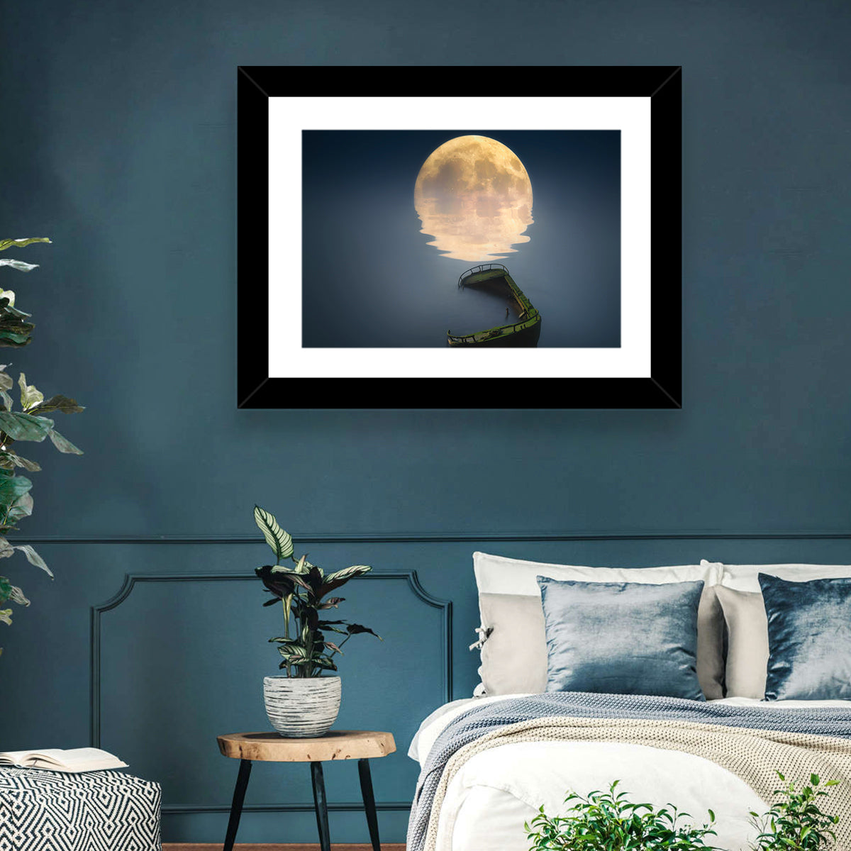Moonlit Shipwreck Reflection Wall Art
