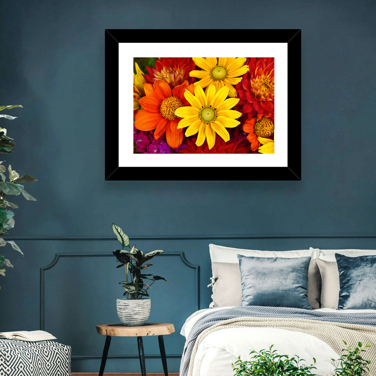 Fresh Autumn Flowers Wall Art in a room, landscape