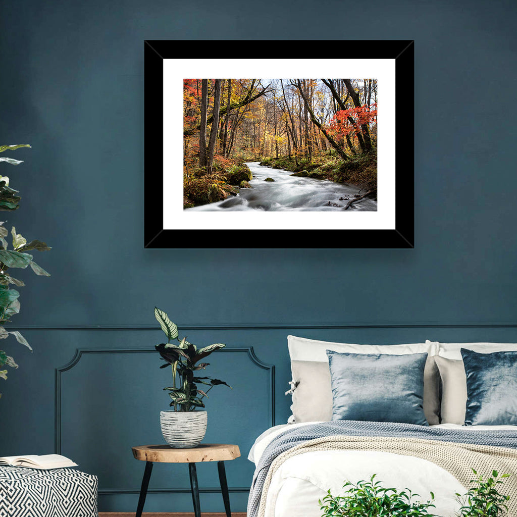 Sunlit Forest Stream Wall Art