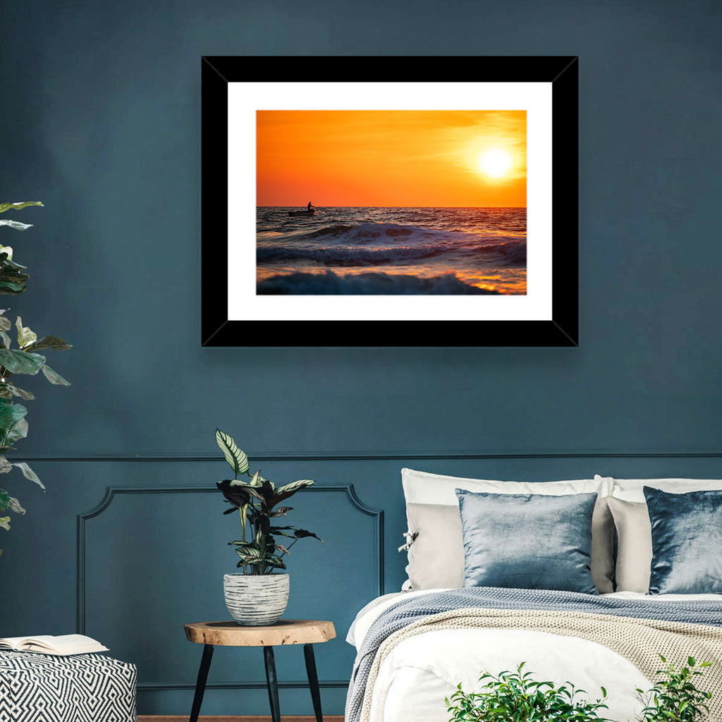 Sunset Fisherman Wall Art