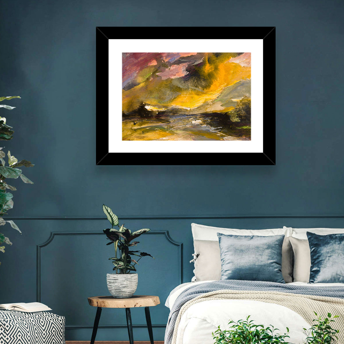 Coastal Storm Over Distant Water Wall Art in a room, landscape
