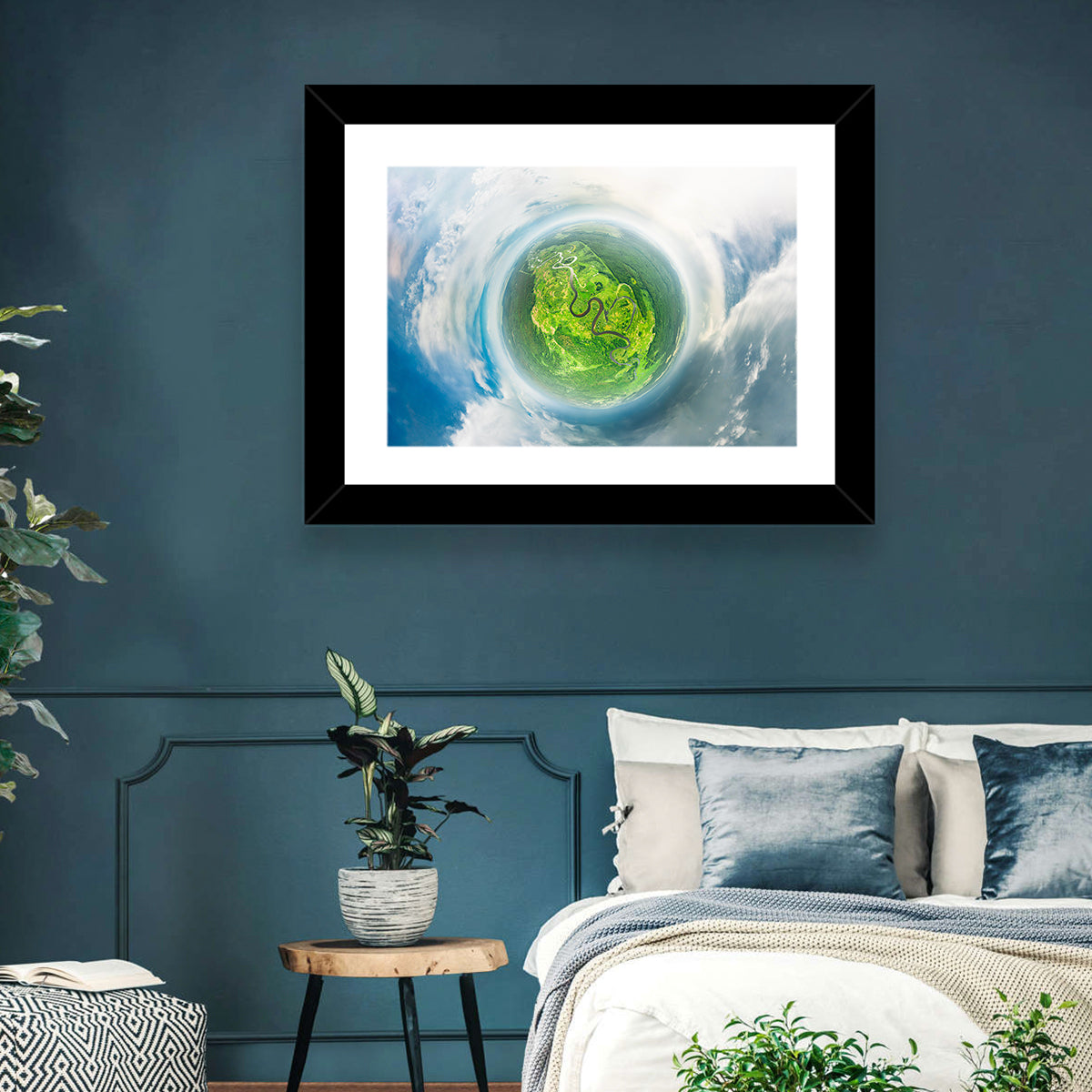 Spherical Forest from Space Wall Art in a room, landscape