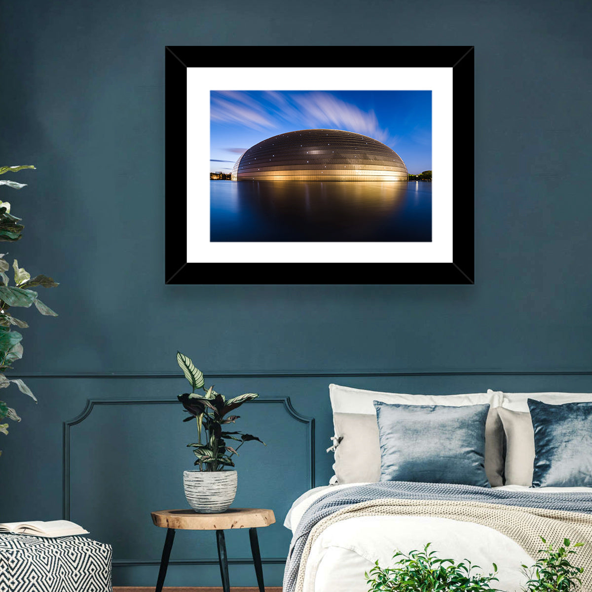 Beijing Giant Egg Dome Wall Art in a room, landscape