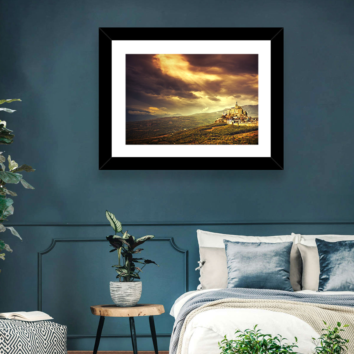 Mont-saint-michel Castle at Dusk Wall Art in a room, landscape