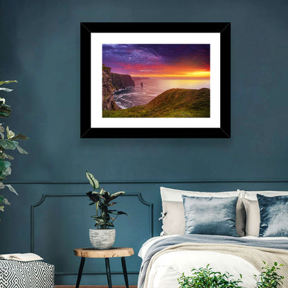 Cliffs of Moher Sea Stack at Sunset Wall Art
