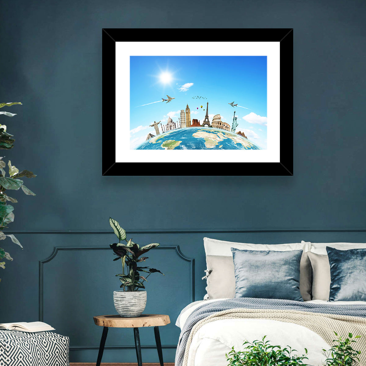 World Monuments Montage Wall Art in a room, landscape