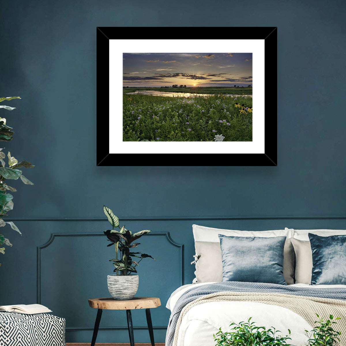 Illinois Fields Sunset Wall Art in a room, landscape