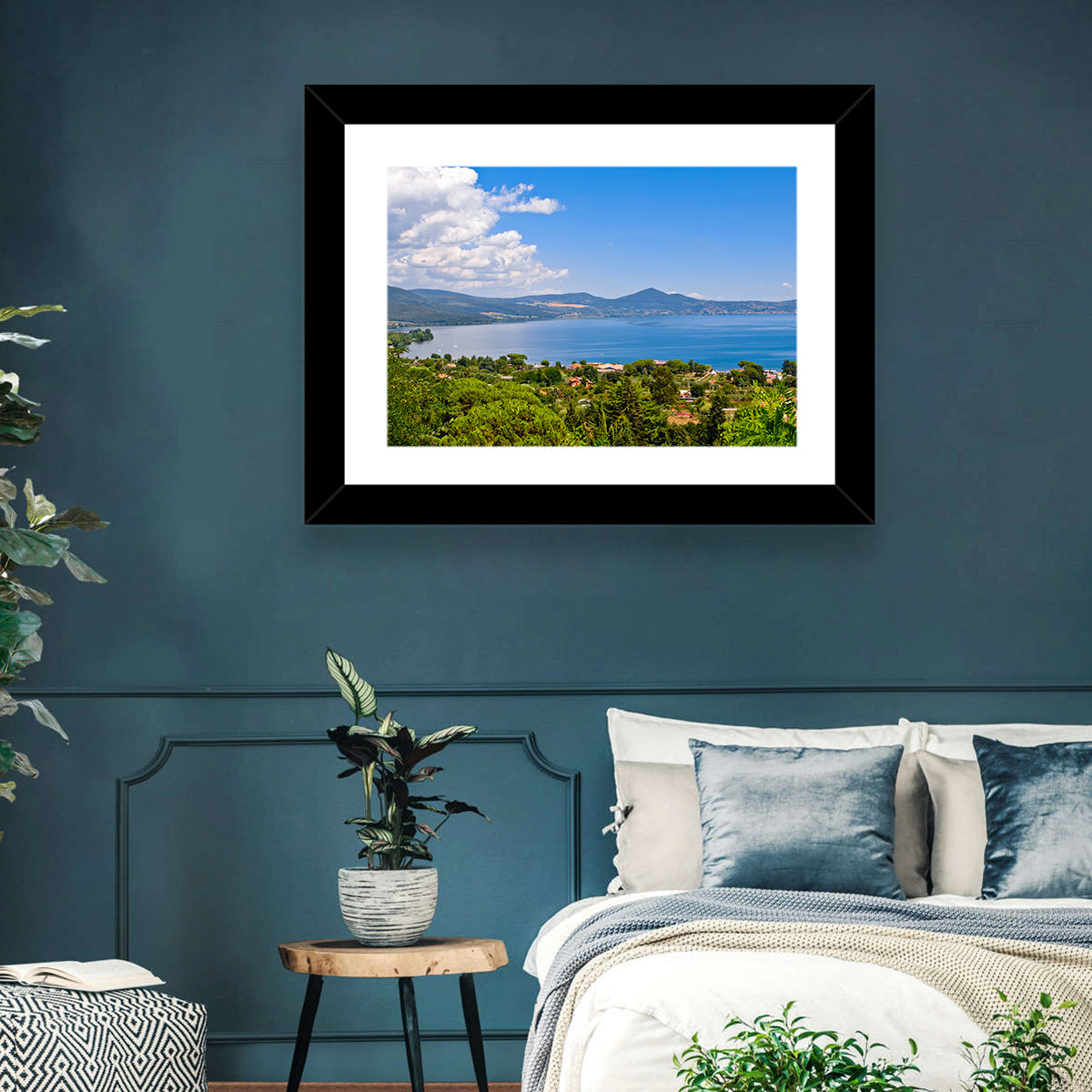 Lake Bracciano View Wall Art in a room, landscape