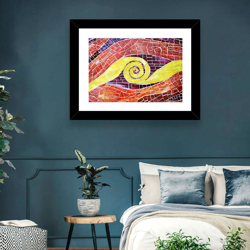 Red and Yellow Spiral Mosaic Wall Art