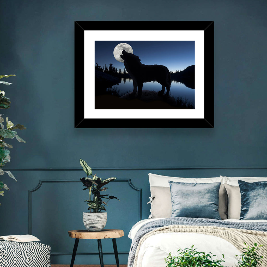 Howling Wolf at Full Moon Wall Art