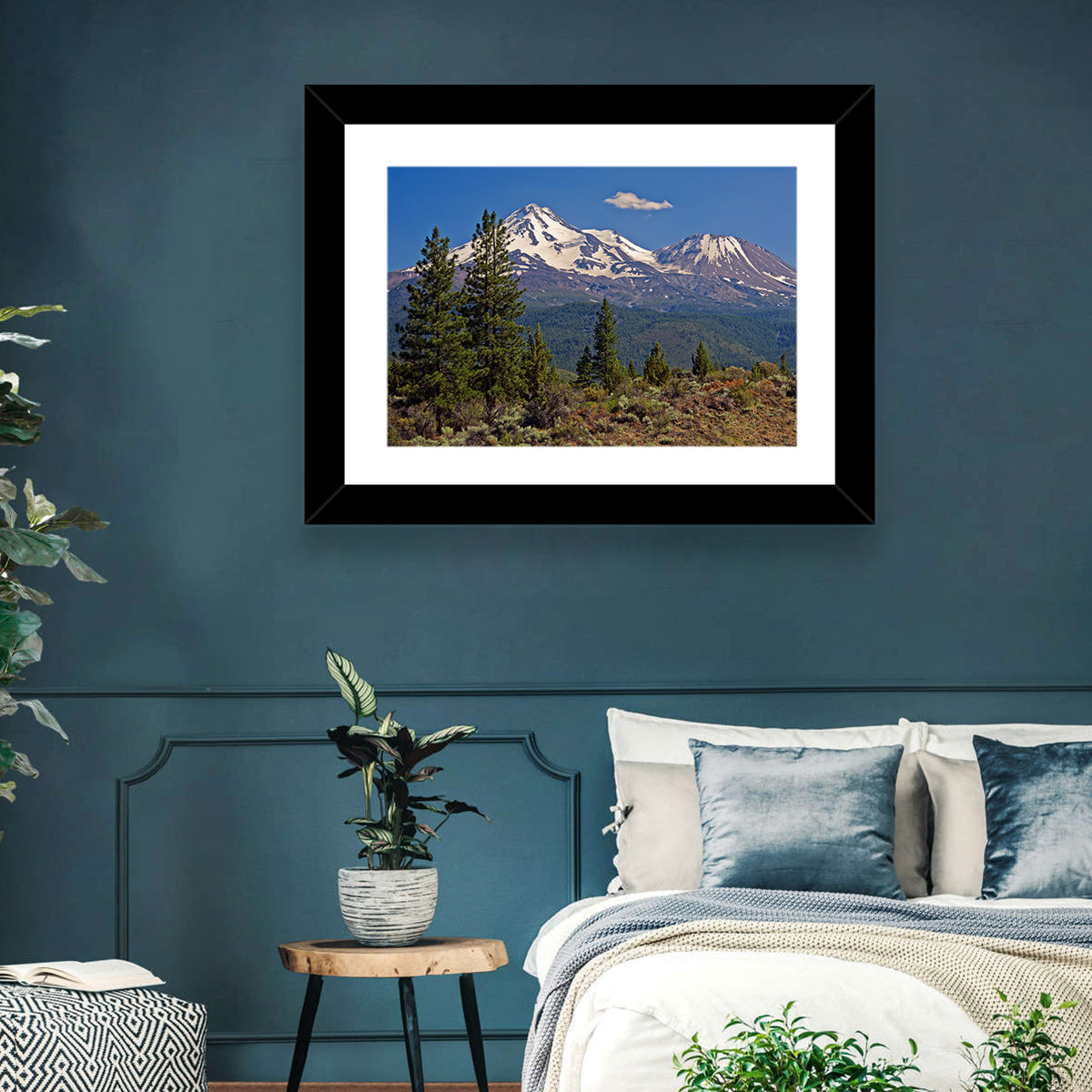 Mount Shasta Wall Art in a room, landscape